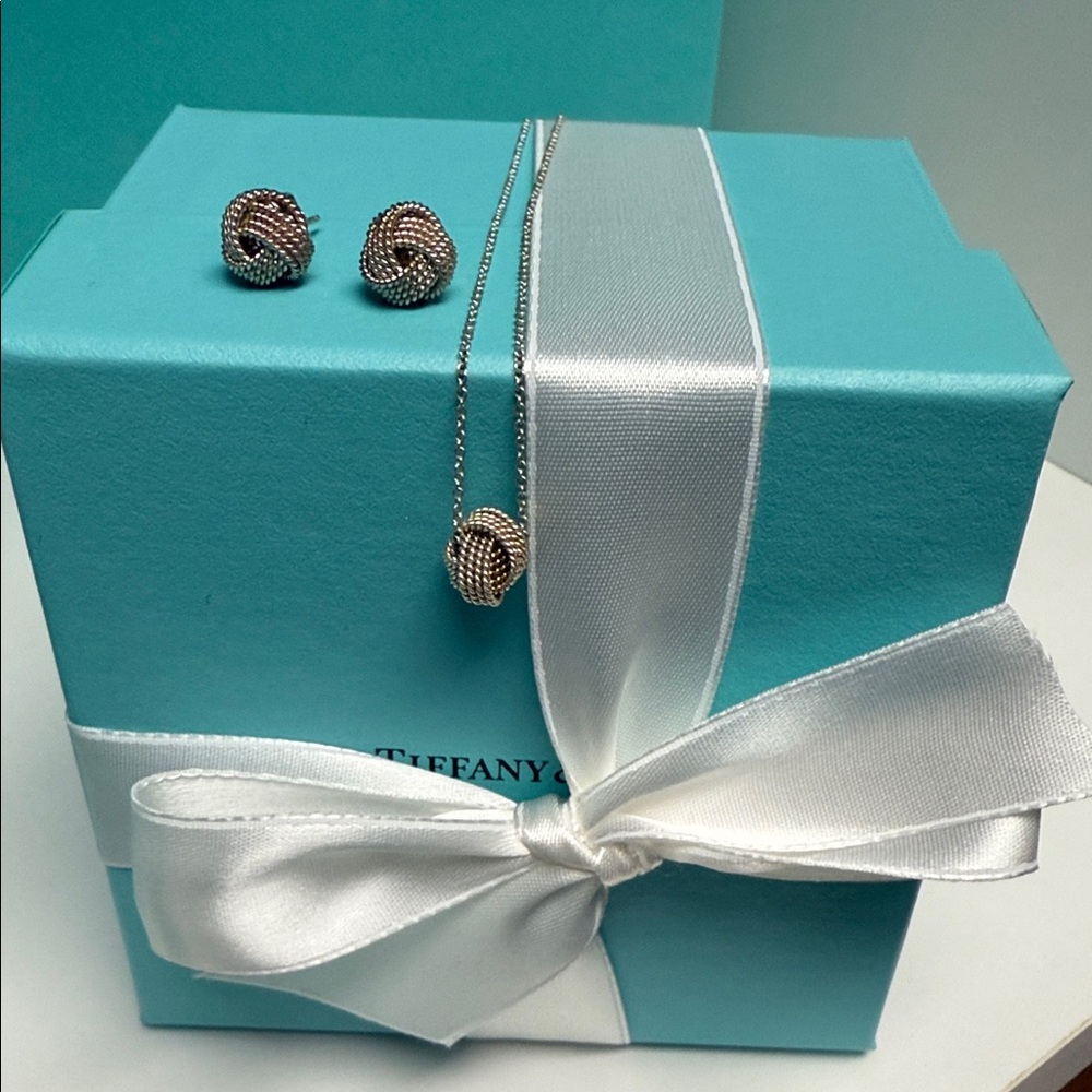 Tiffany & Co. Silver Knot Earrings & Necklace